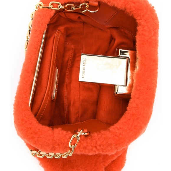 Tory Burch Fun Fur Clutch Handbag Shearling Purse - Picture 6 of 7